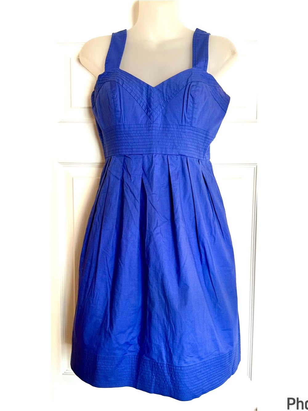 Shoshanna Vibrant Cobalt Blue Pleated Halter Party Dress